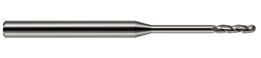 Picture of Harvey Tool 13890 Dia 0.09 LOC 0.7500 OAL2.50 End Mill Standard Flute Standard Helix Carbide Uncoated Single End Ball NoseBall
